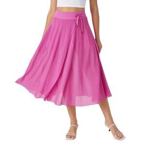 NWT HALARA High Waisted Drawstring Skirt Skort Sheer MEDIUM Strawberry Moon NEW